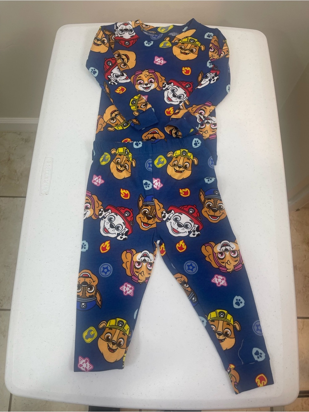Paw Patrol Navy Blue All-Over Character Footed One-Piece